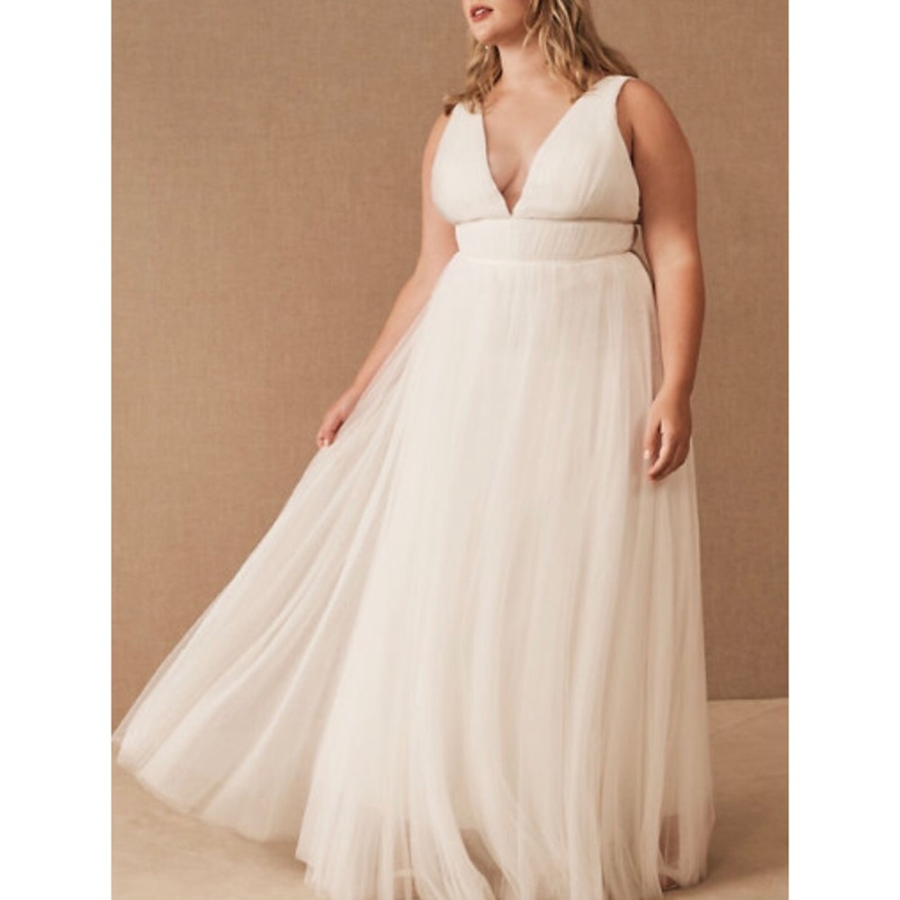 New Jenny Yoo x BHLDN Sarita 16 Off White Sleeveless V-Neck Bridal Tulle Gown